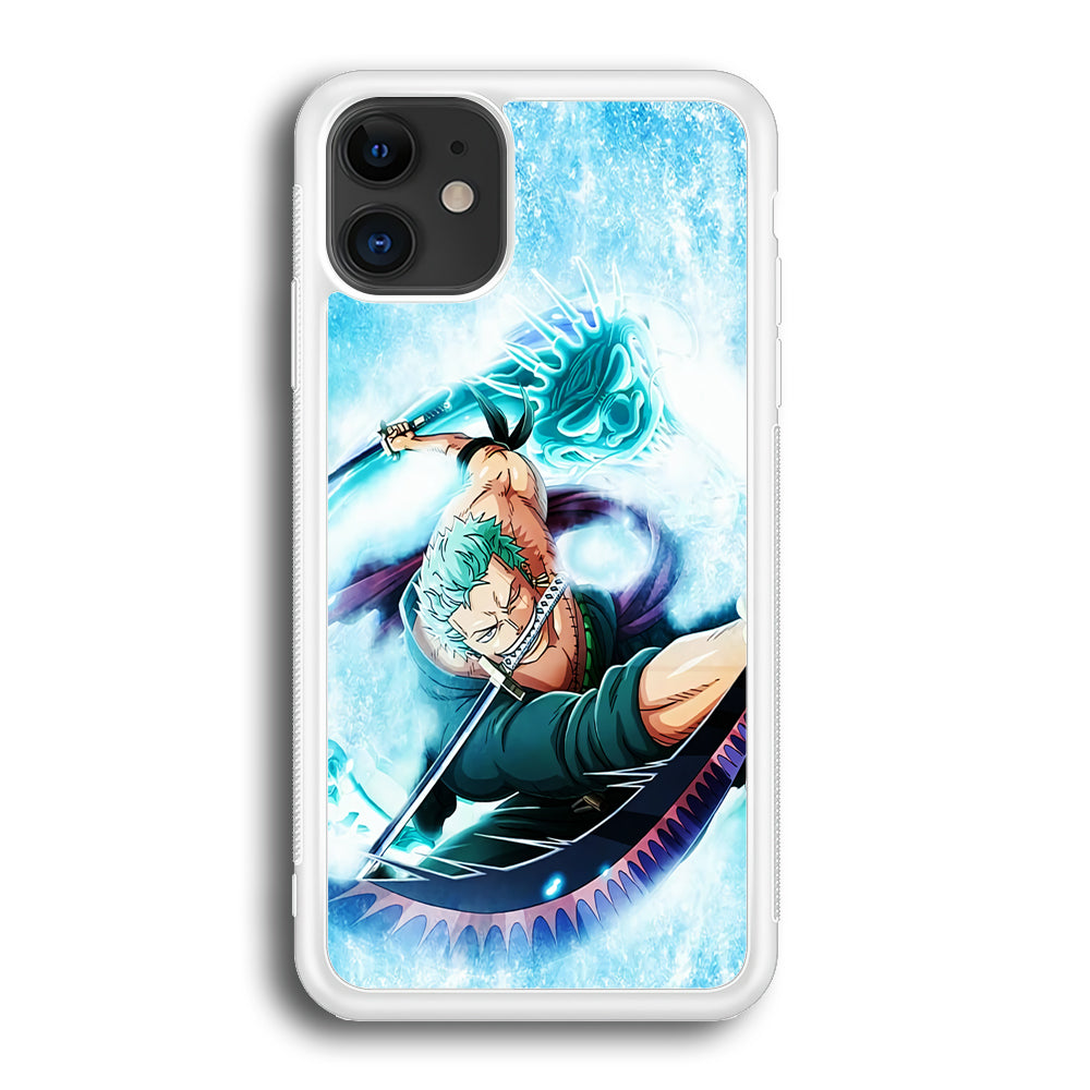 Roronoa Zoro Dragon Sword iPhone 12 Case-Phone Case-Rubber White (2D Case)-Altracase