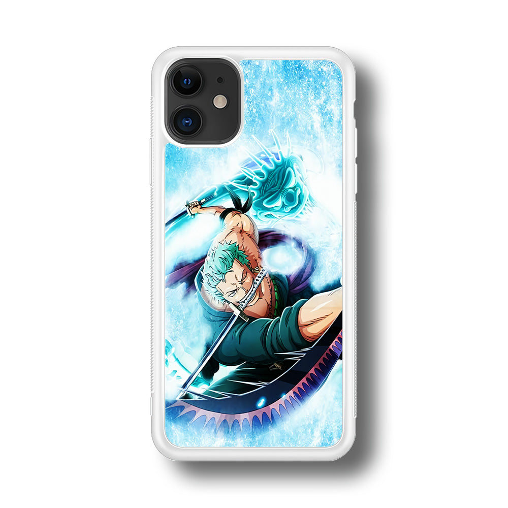 Roronoa Zoro Dragon Sword iPhone 11 Case-Phone Case-Rubber White (2D Case)-Altracase