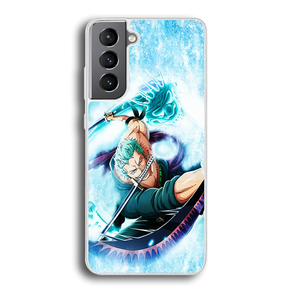 Roronoa Zoro Dragon Sword Samsung Galaxy S24 Case-Phone Case-Rubber White (2D Case)-Altracase
