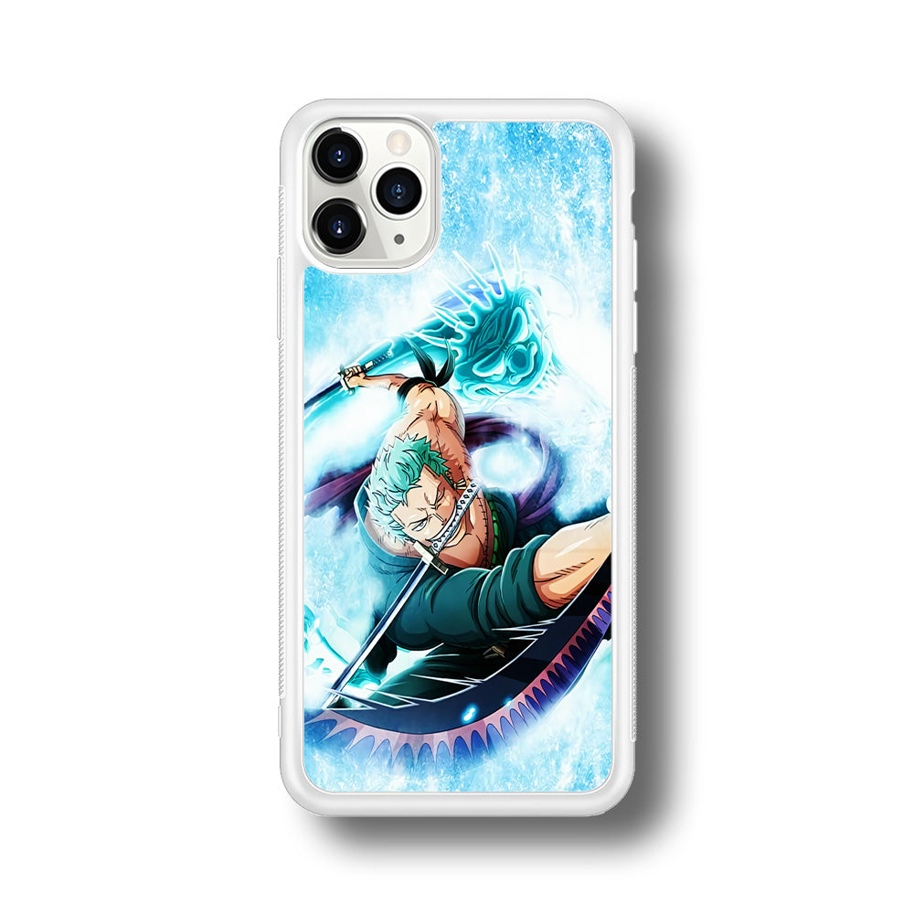 Roronoa Zoro Dragon Sword iPhone 11 Pro Max Case-Phone Case-Rubber White (2D Case)-Altracase
