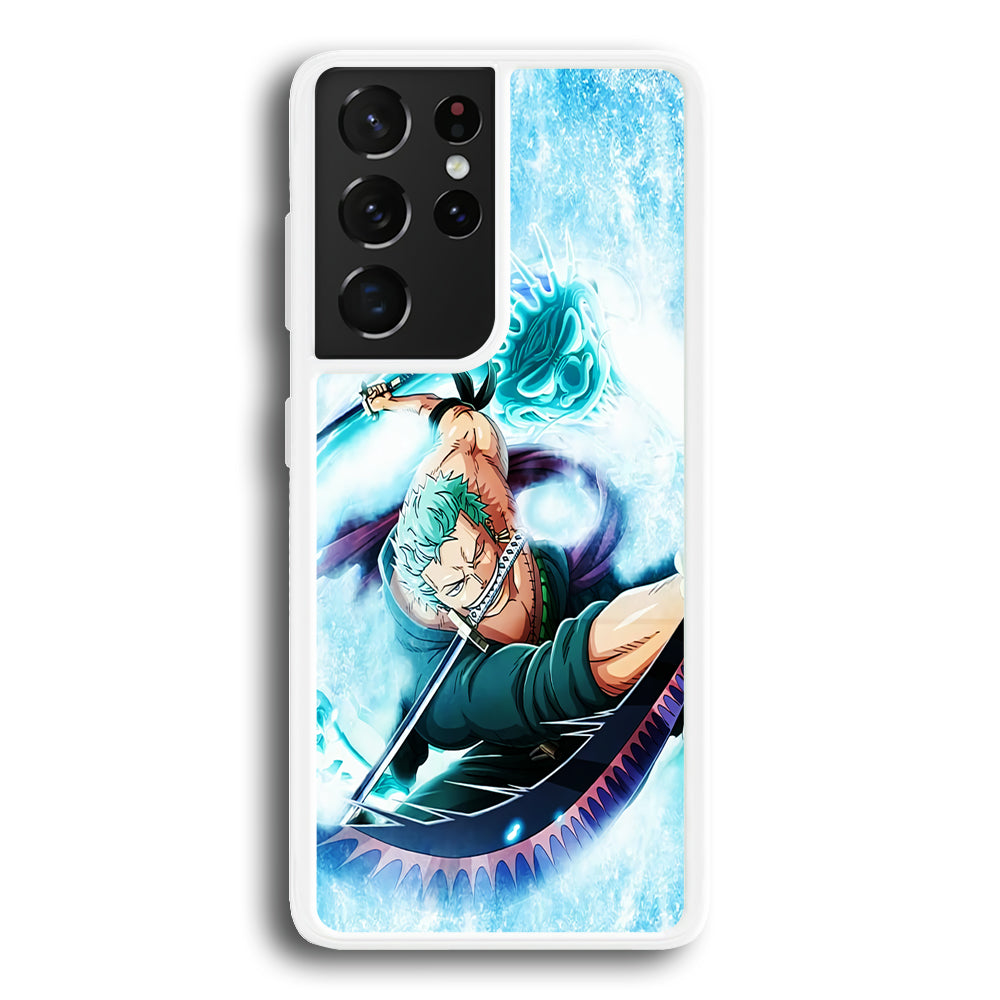 Roronoa Zoro Dragon Sword Samsung Galaxy S21 Ultra Case-Phone Case-Rubber White (2D Case)-Altracase
