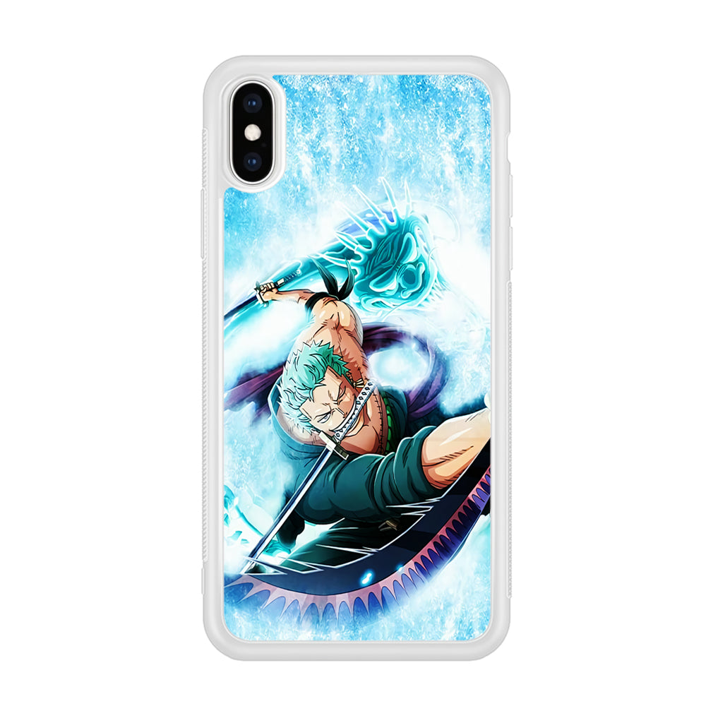 Roronoa Zoro Dragon Sword iPhone Xs Case-Phone Case-Rubber White (2D Case)-Altracase