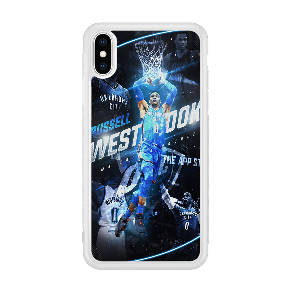 Russell Westbrook OKC iPhone Xs Case-Phone Case-Rubber White (2D Case)-Altracase