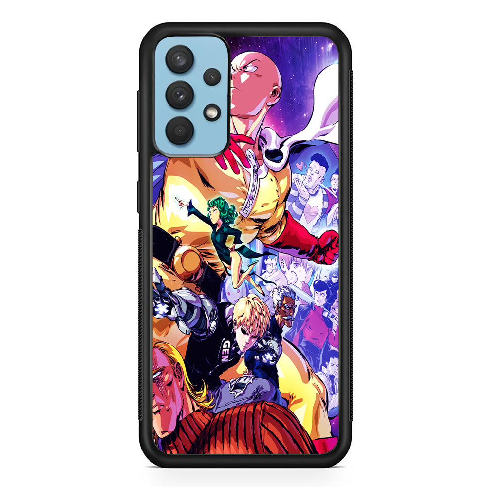 Saitama Alliance S-Class Hero Samsung Galaxy A32 Case-Phone Case-Rubber Black (2D Case)-Altracase