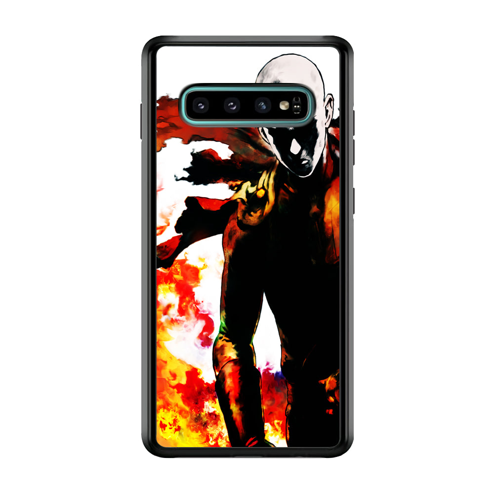 Saitama Strongest Man Samsung Galaxy S10 Case-Phone Case-Rubber Black (2D Case)-Altracase