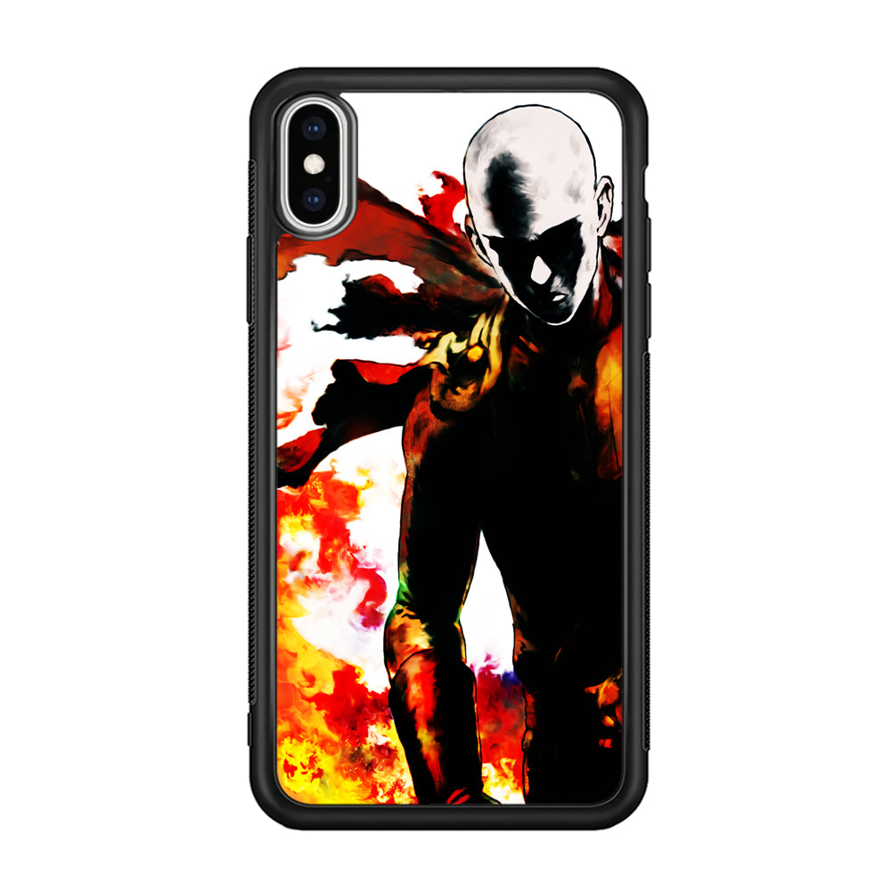 Saitama Strongest Man iPhone Xs Case-Phone Case-Rubber Black (2D Case)-Altracase