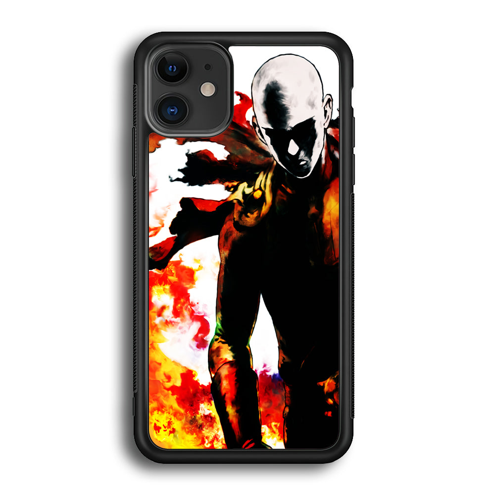 Saitama Strongest Man iPhone 12 Mini Case-Phone Case-Rubber Black (2D Case)-Altracase