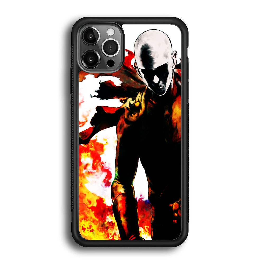 Saitama Strongest Man iPhone 12 Pro Max Case-Phone Case-Rubber Black (2D Case)-Altracase