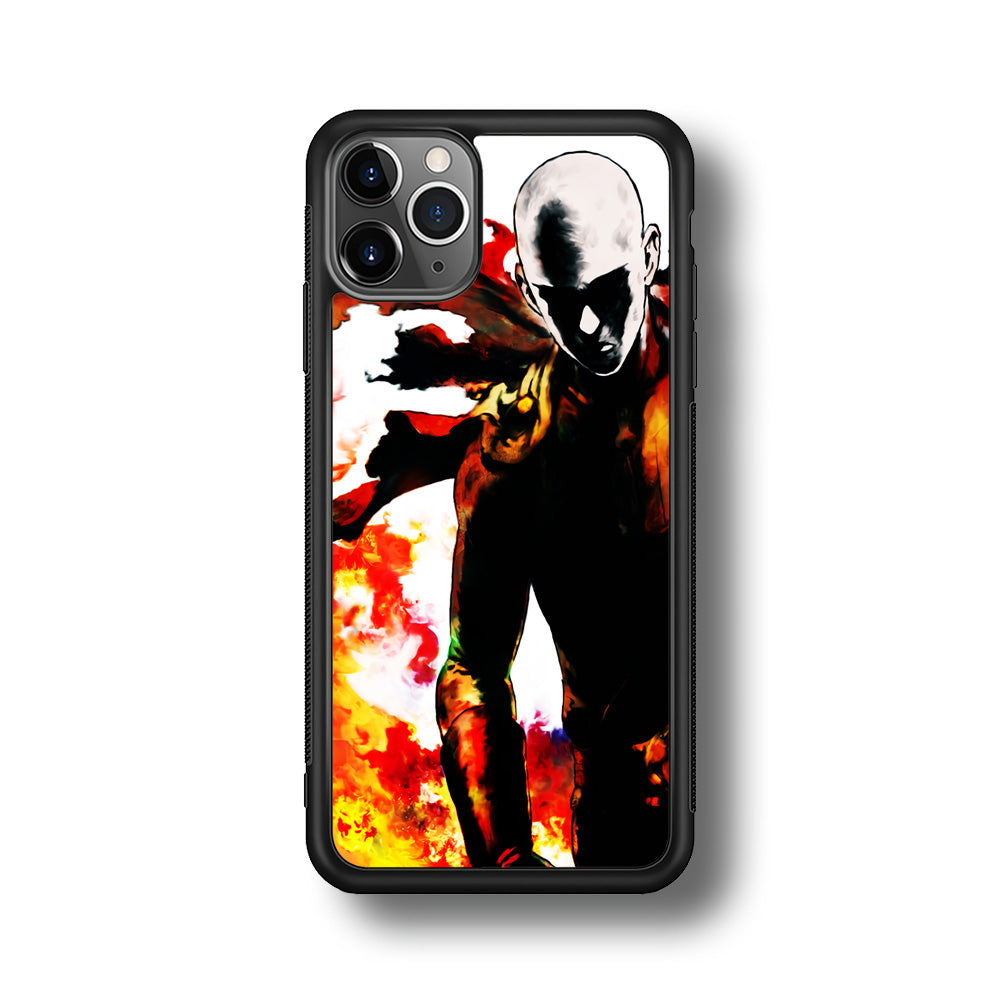 Saitama Strongest Man iPhone 11 Pro Max Case-Phone Case-Rubber Black (2D Case)-Altracase