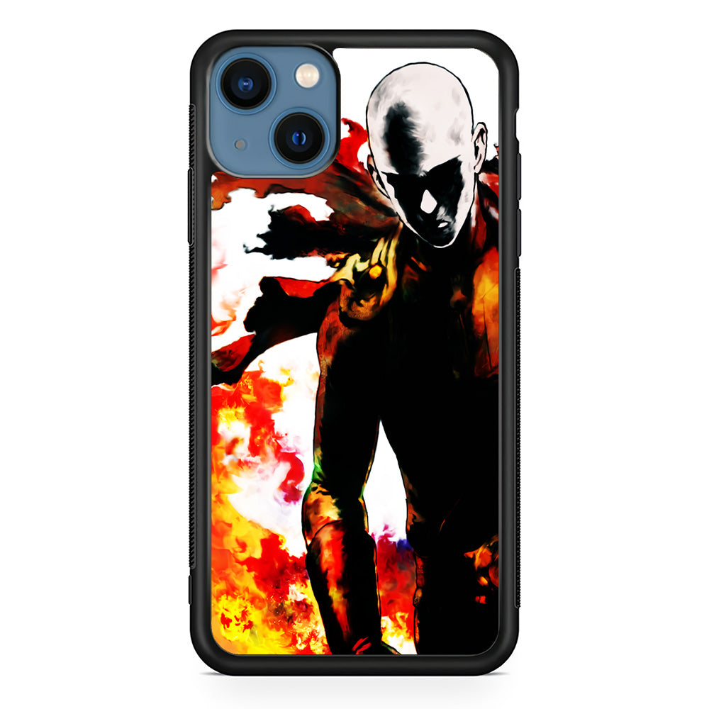 Saitama Strongest Man iPhone 13 Mini Case-Phone Case-Rubber Black (2D Case)-Altracase