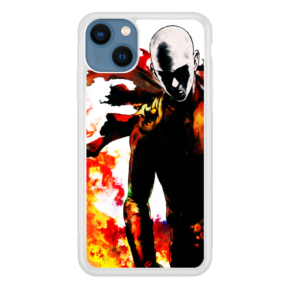 Saitama Strongest Man iPhone 13 Mini Case-Phone Case-Rubber White (2D Case)-Altracase