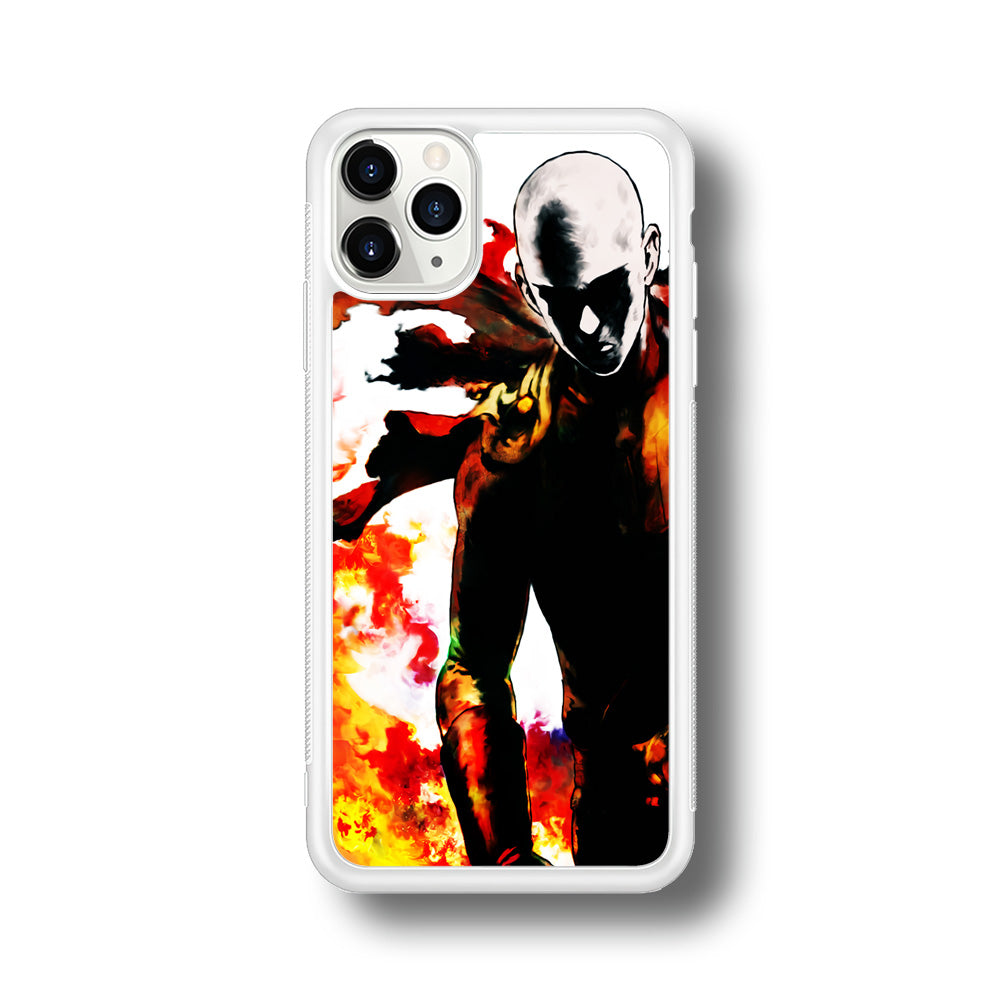 Saitama Strongest Man iPhone 11 Pro Max Case-Phone Case-Rubber White (2D Case)-Altracase