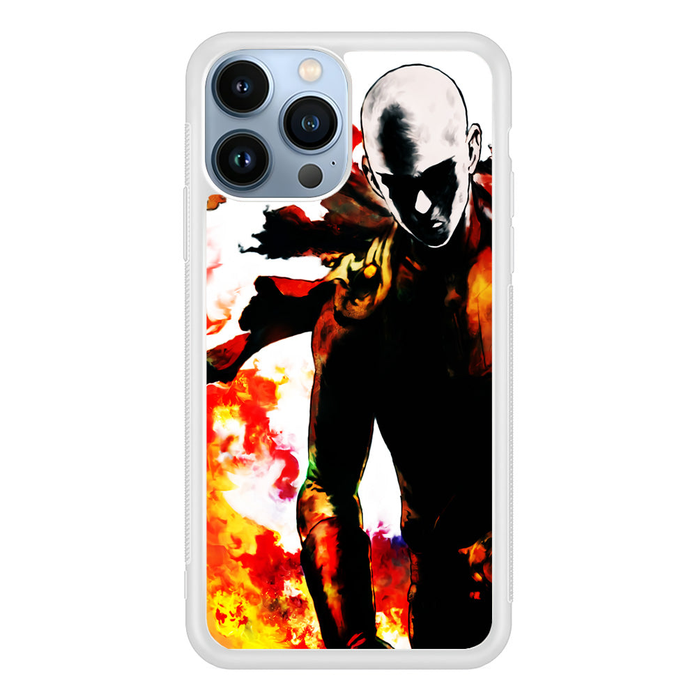 Saitama Strongest Man iPhone 15 Pro Max Case-Phone Case-Rubber White (2D Case)-Altracase