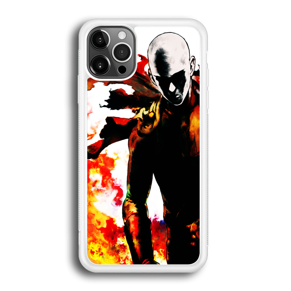 Saitama Strongest Man iPhone 12 Pro Max Case-Phone Case-Rubber White (2D Case)-Altracase