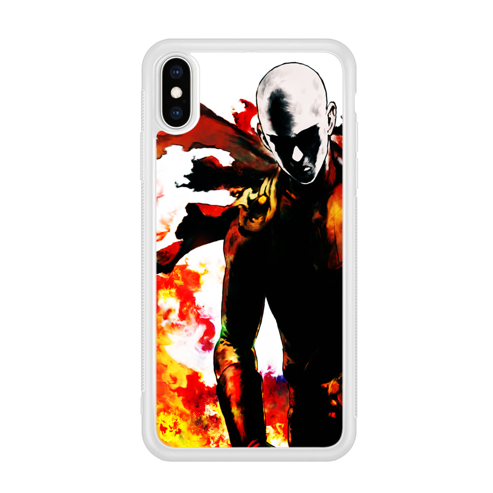 Saitama Strongest Man iPhone Xs Case-Phone Case-Rubber White (2D Case)-Altracase