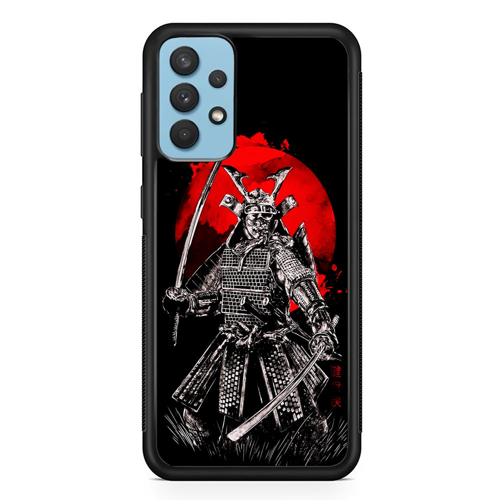 Samurai Two Swords Samsung Galaxy A32 Case-Phone Case-Rubber Black (2D Case)-Altracase