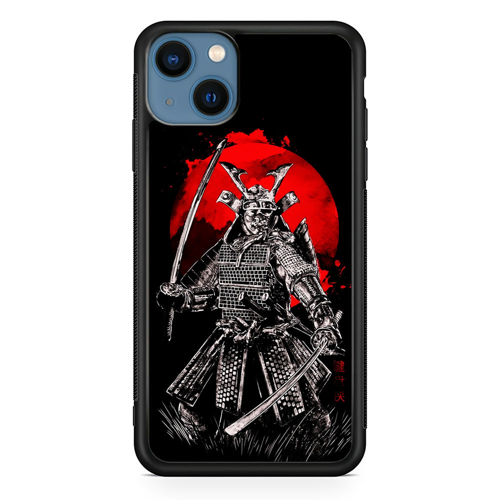 Samurai Two Swords iPhone 13 Mini Case-Phone Case-Rubber Black (2D Case)-Altracase