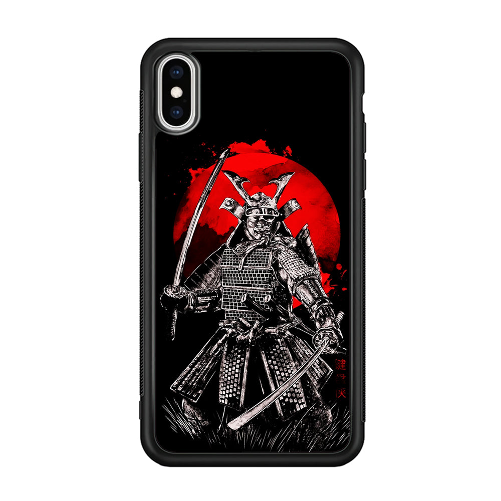 Samurai Two Swords iPhone Xs Case-Phone Case-Rubber Black (2D Case)-Altracase