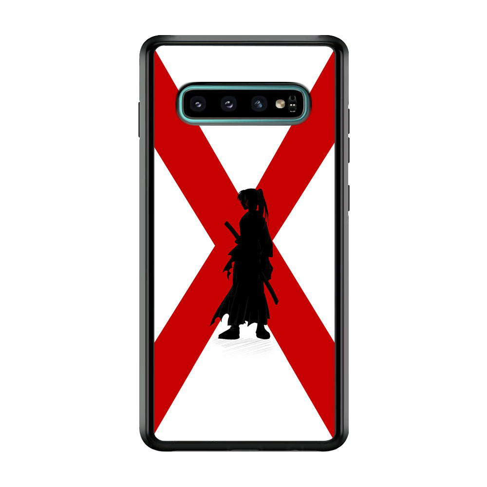 Samurai X Kenshin Silhouette Samsung Galaxy S10 Case-Phone Case-Rubber Black (2D Case)-Altracase