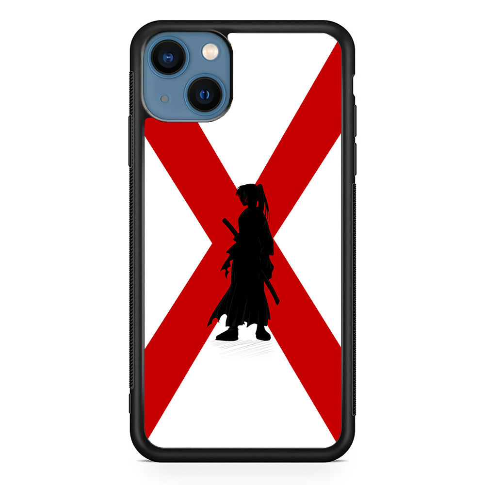 Samurai X Kenshin Silhouette iPhone 13 Mini Case-Phone Case-Rubber Black (2D Case)-Altracase