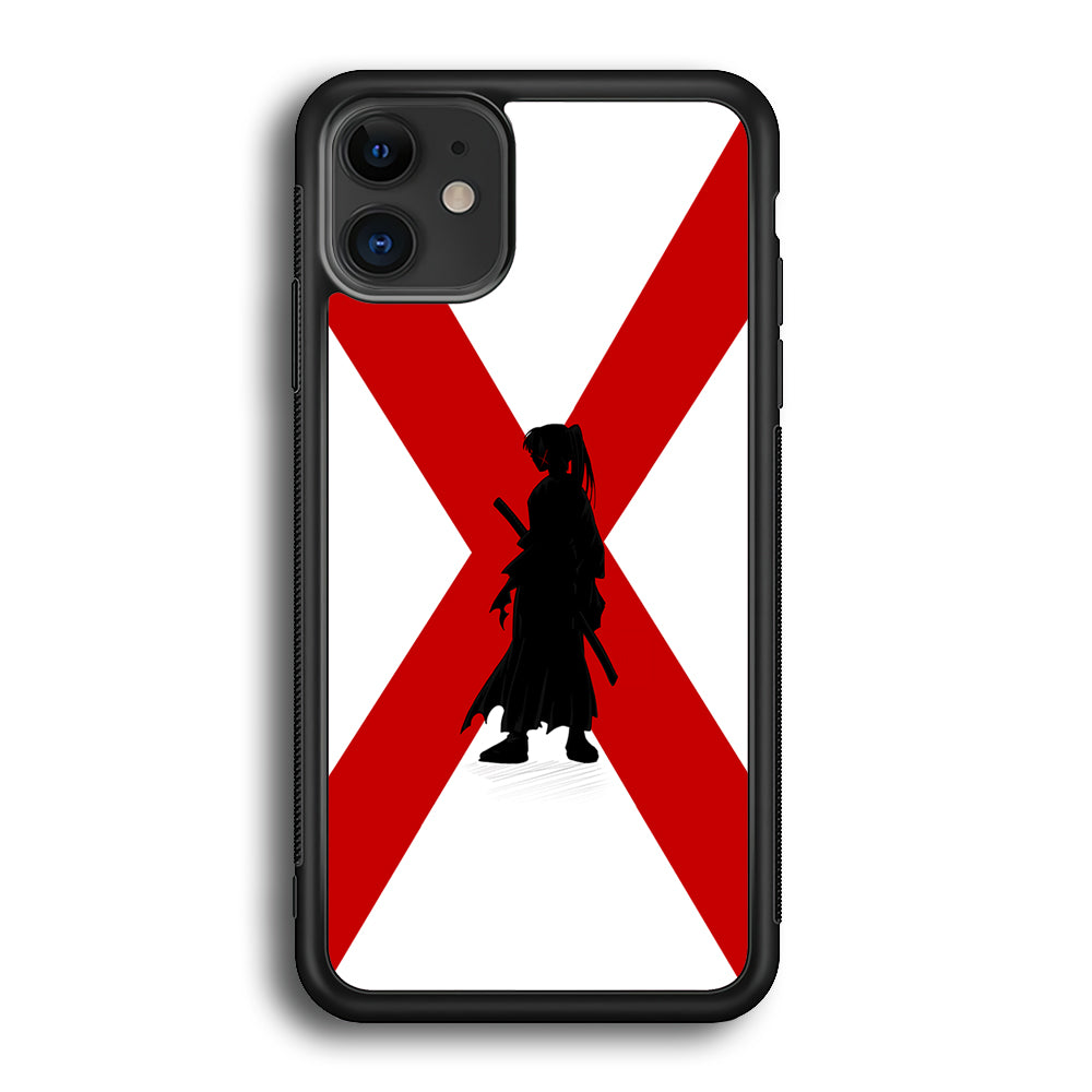 Samurai X Kenshin Silhouette iPhone 12 Mini Case-Phone Case-Rubber Black (2D Case)-Altracase