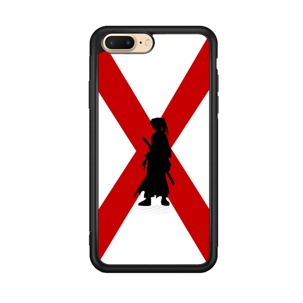 Samurai X Kenshin Silhouette iPhone 8 Plus Case-Phone Case-Rubber Black (2D Case)-Altracase
