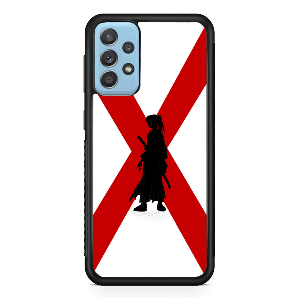 Samurai X Kenshin Silhouette Samsung Galaxy A52 Case-Phone Case-Rubber Black (2D Case)-Altracase