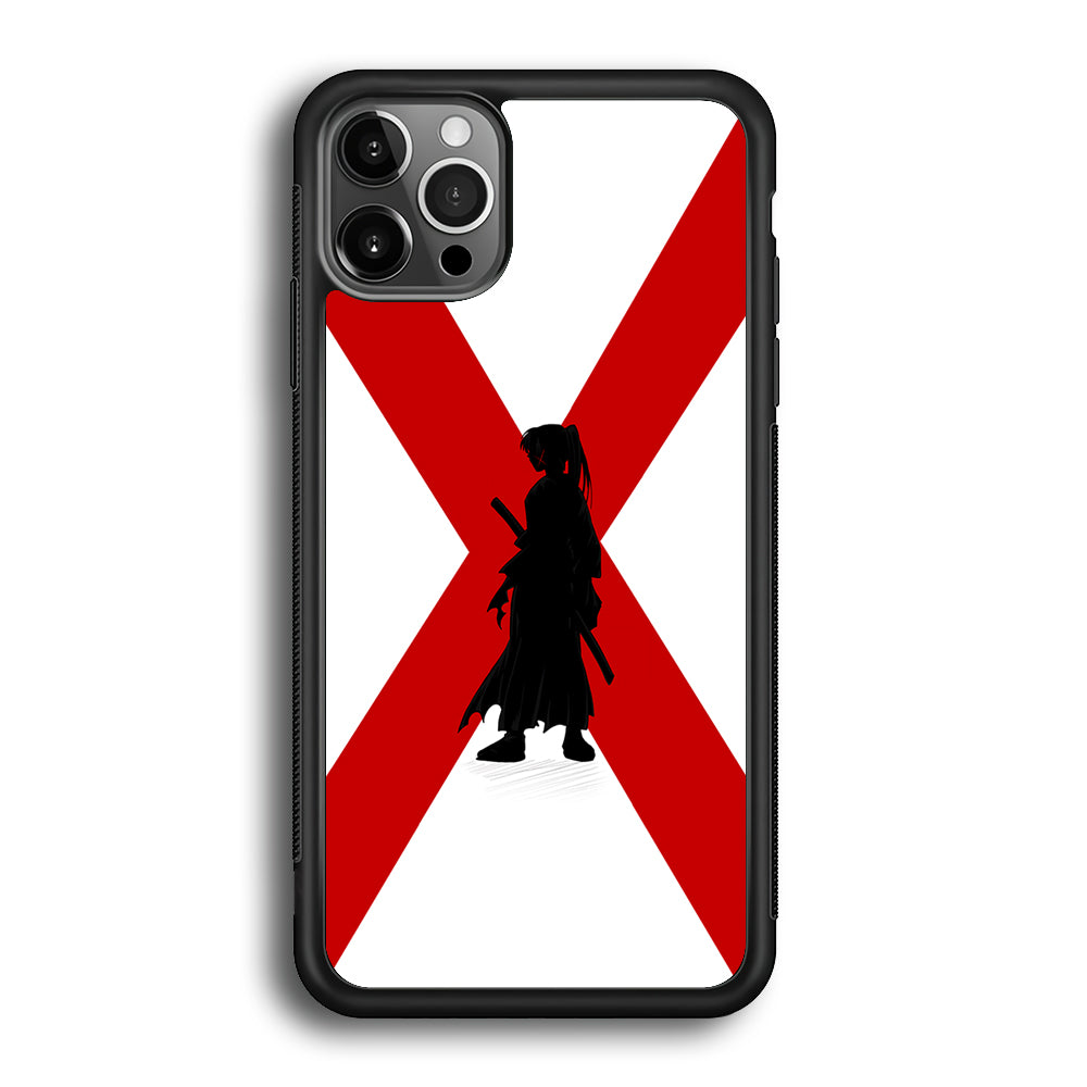Samurai X Kenshin Silhouette iPhone 12 Pro Max Case-Phone Case-Rubber Black (2D Case)-Altracase