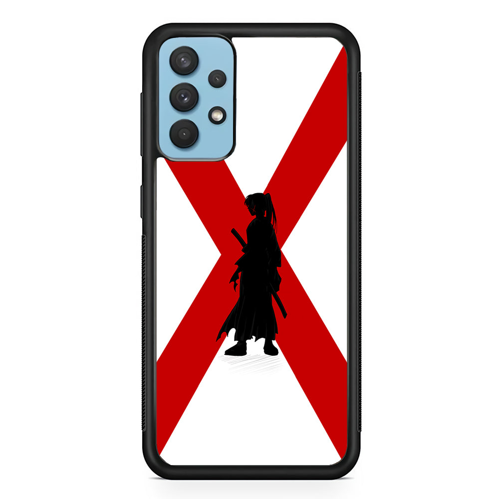 Samurai X Kenshin Silhouette Samsung Galaxy A32 Case-Phone Case-Rubber Black (2D Case)-Altracase