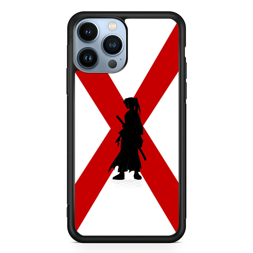 Samurai X Kenshin Silhouette iPhone 13 Pro Case-Phone Case-Rubber Black (2D Case)-Altracase