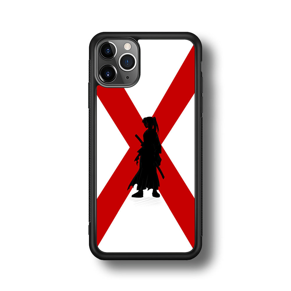 Samurai X Kenshin Silhouette iPhone 11 Pro Max Case-Phone Case-Rubber Black (2D Case)-Altracase