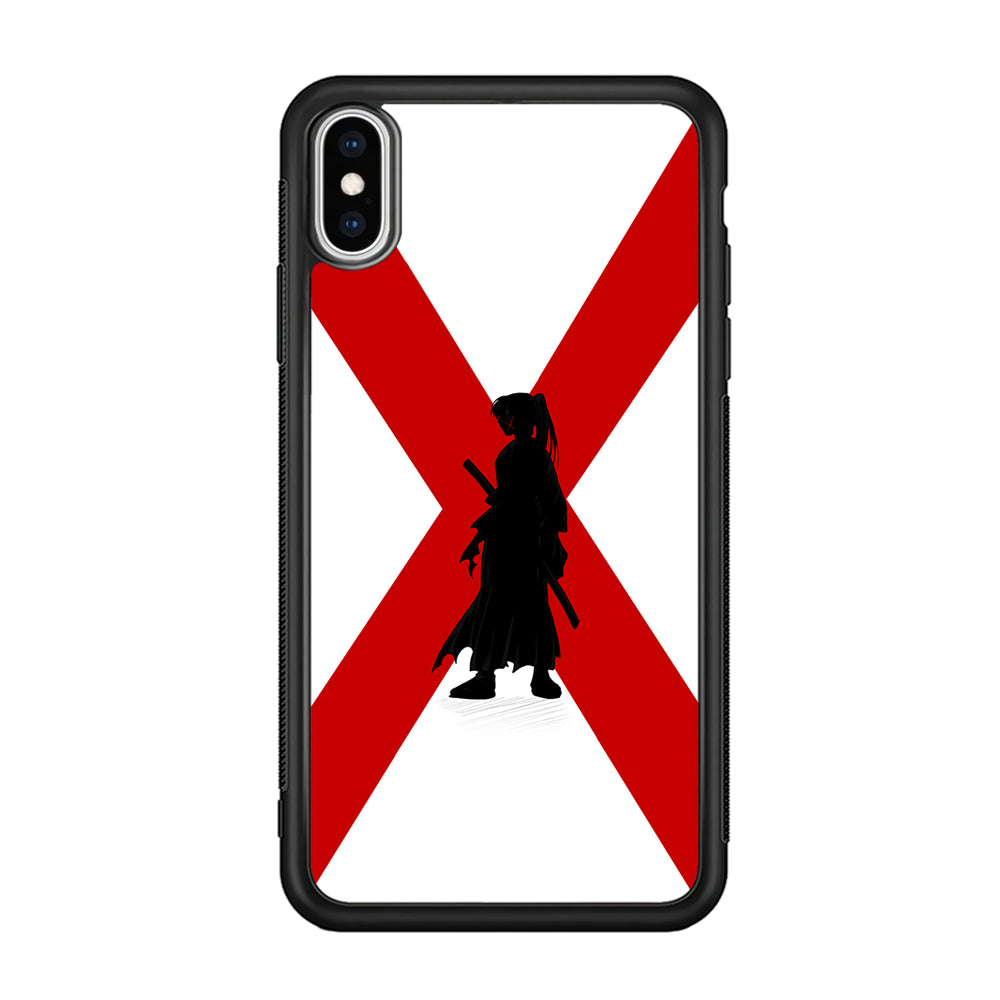 Samurai X Kenshin Silhouette iPhone Xs Case-Phone Case-Rubber Black (2D Case)-Altracase