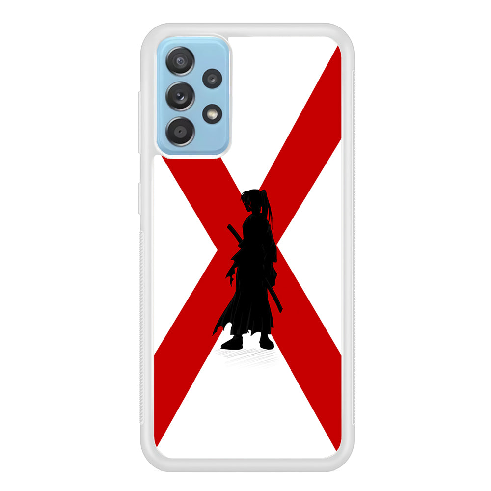 Samurai X Kenshin Silhouette Samsung Galaxy A52 Case-Phone Case-Rubber White (2D Case)-Altracase
