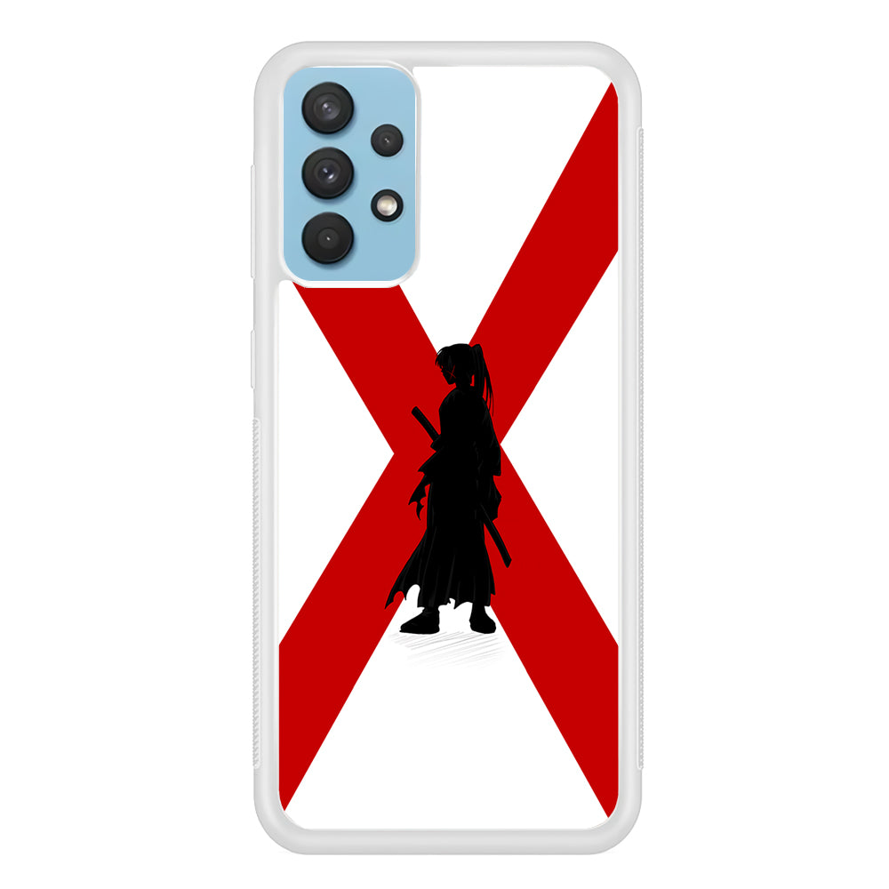 Samurai X Kenshin Silhouette Samsung Galaxy A32 Case-Phone Case-Rubber White (2D Case)-Altracase