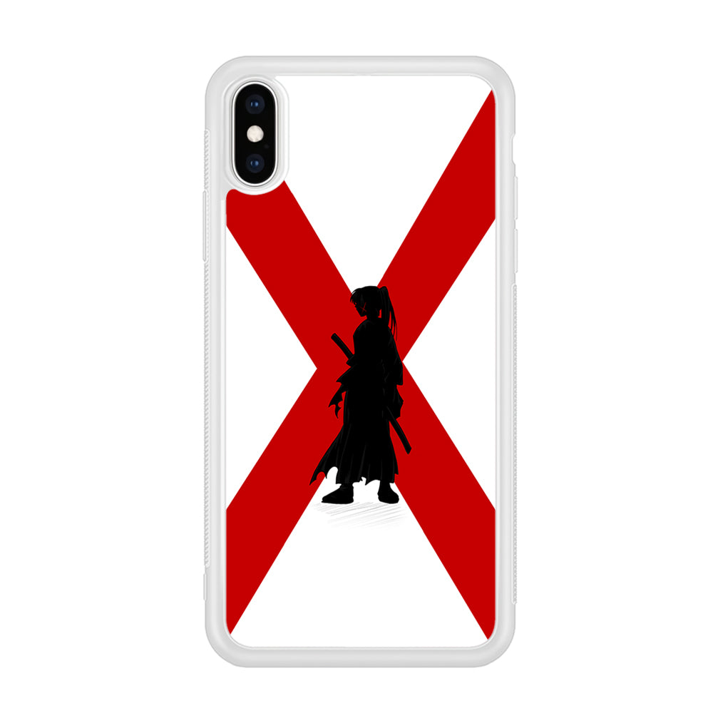 Samurai X Kenshin Silhouette iPhone X Case-Phone Case-Rubber White (2D Case)-Altracase