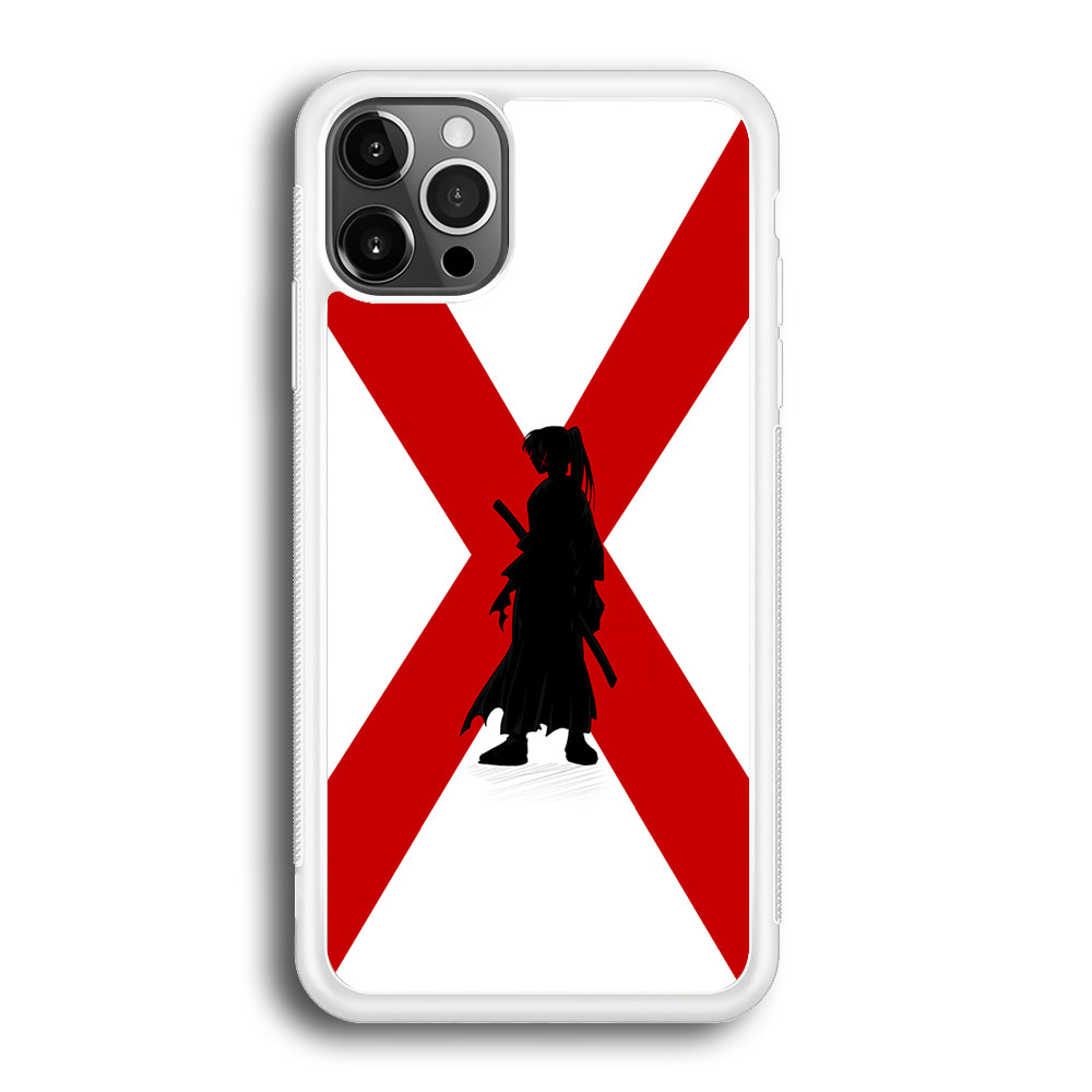 Samurai X Kenshin Silhouette iPhone 12 Pro Max Case-Phone Case-Rubber White (2D Case)-Altracase
