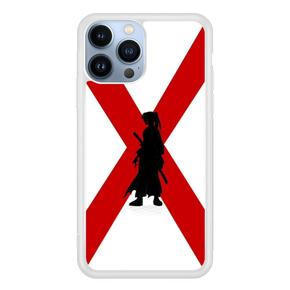 Samurai X Kenshin Silhouette iPhone 15 Pro Max Case-Phone Case-Rubber White (2D Case)-Altracase