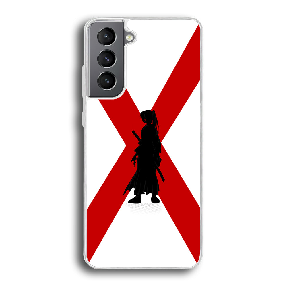 Samurai X Kenshin Silhouette Samsung Galaxy S23 Case-Phone Case-Rubber White (2D Case)-Altracase