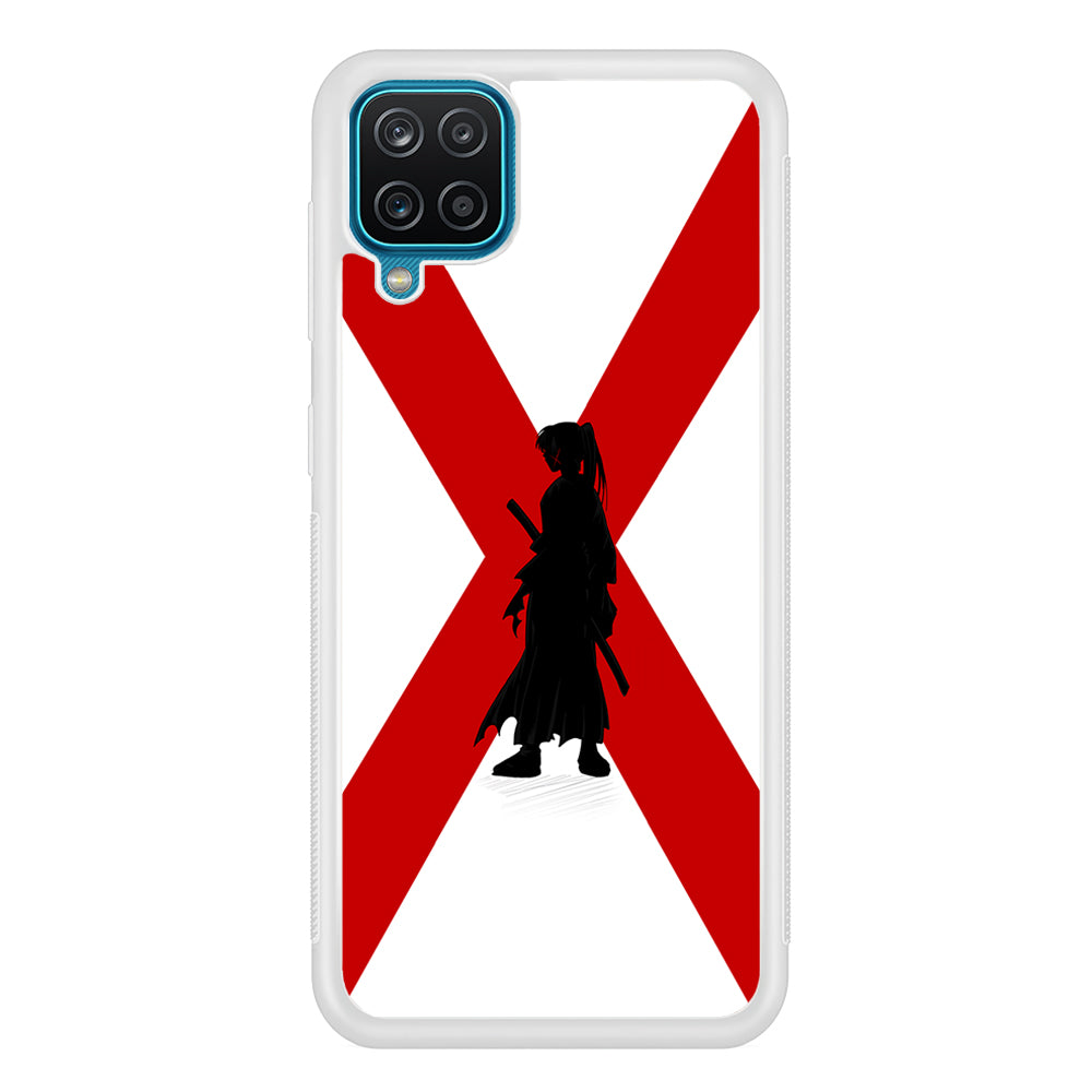 Samurai X Kenshin Silhouette Samsung Galaxy A12 Case-Phone Case-Rubber White (2D Case)-Altracase