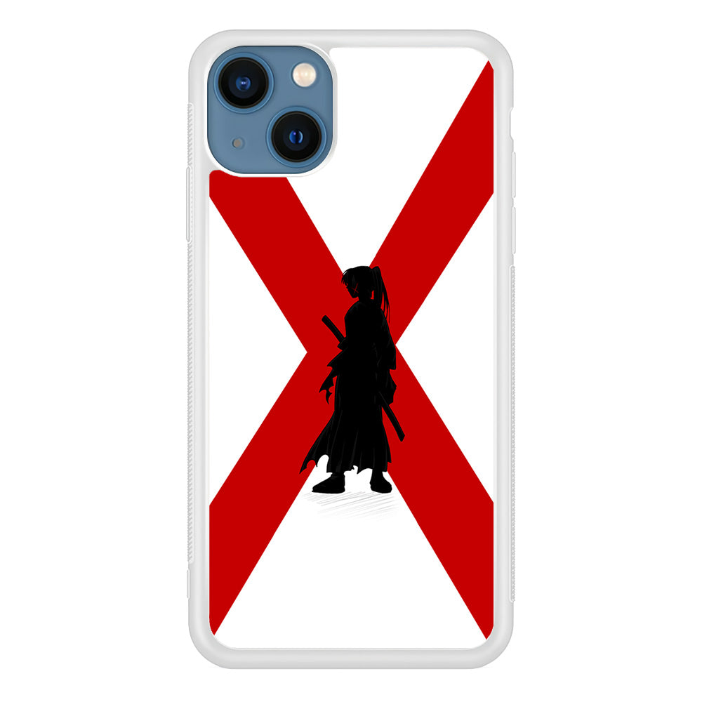 Samurai X Kenshin Silhouette iPhone 13 Mini Case-Phone Case-Rubber White (2D Case)-Altracase