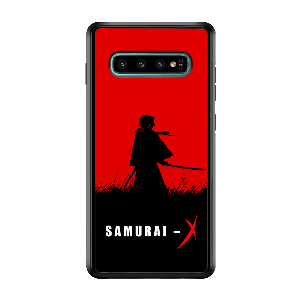 Samurai X Silhouette Poster Samsung Galaxy S10 Case-Phone Case-Rubber Black (2D Case)-Altracase