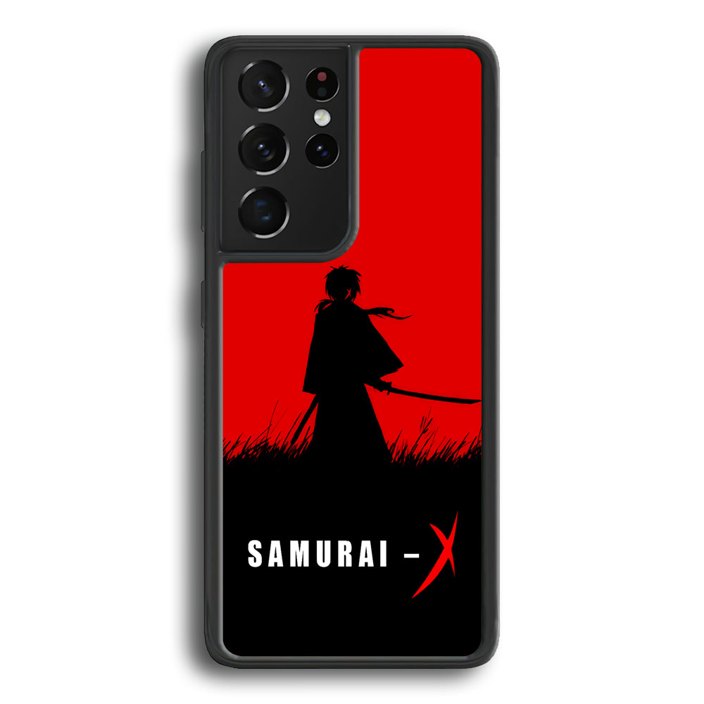 Samurai X Silhouette Poster Samsung Galaxy S25 Ultra Case-Phone Case-Rubber Black (2D Case)-Altracase