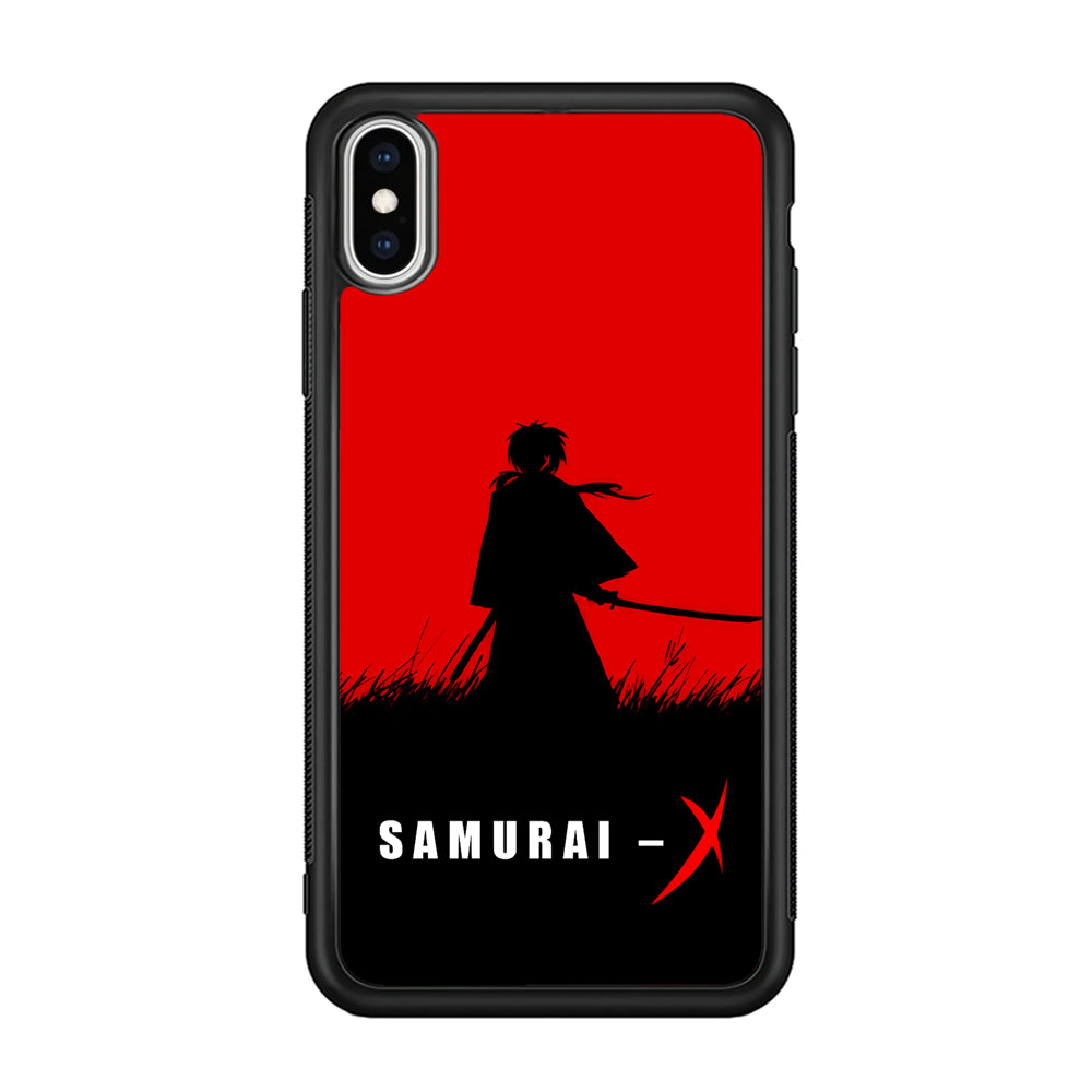 Samurai X Silhouette Poster iPhone Xs Case-Phone Case-Rubber Black (2D Case)-Altracase