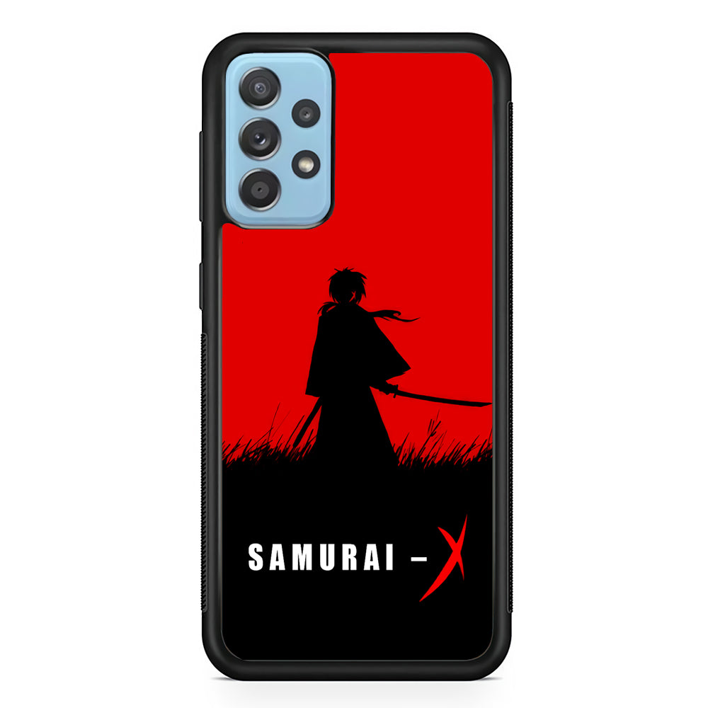 Samurai X Silhouette Poster Samsung Galaxy A52 Case-Phone Case-Rubber Black (2D Case)-Altracase