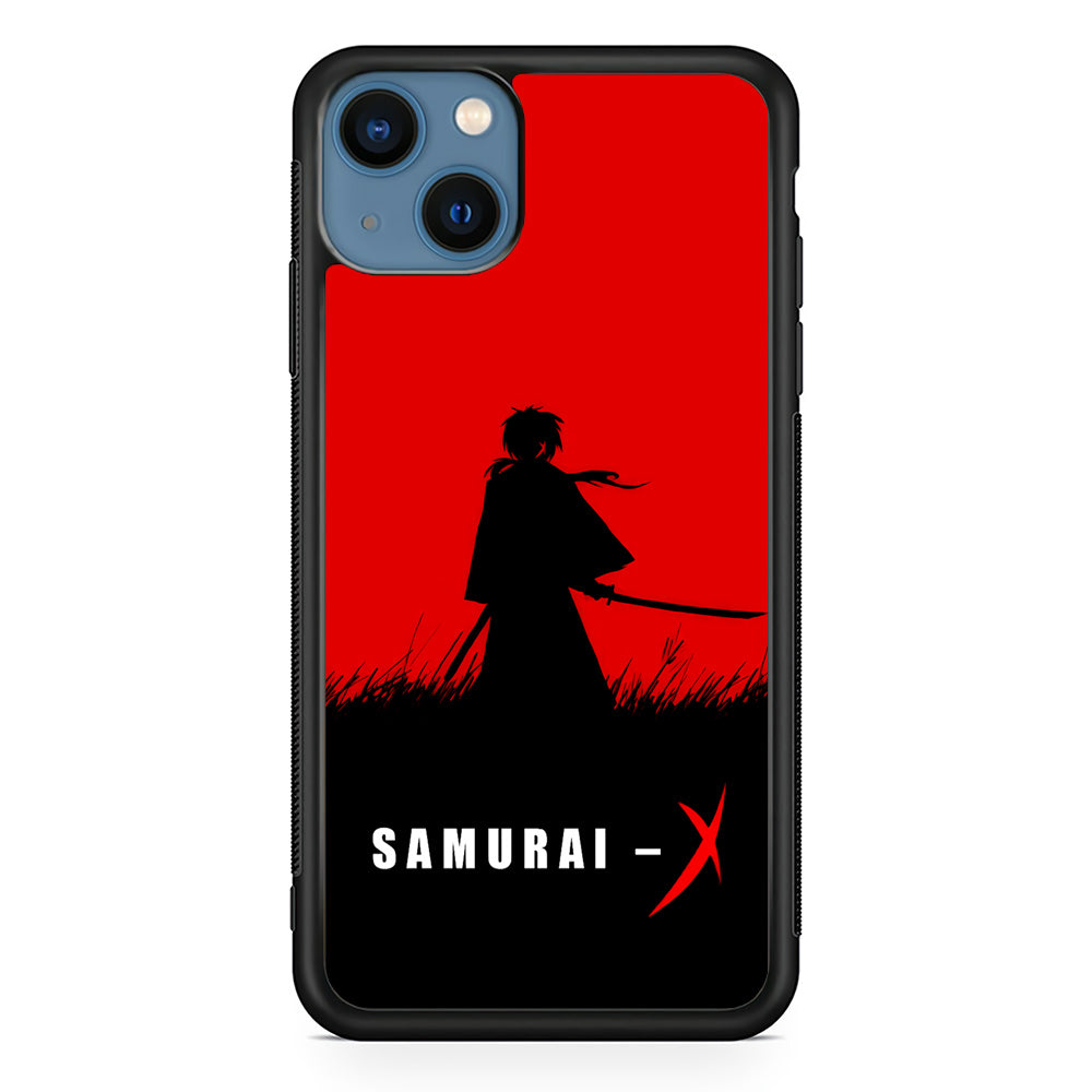 Samurai X Silhouette Poster iPhone 13 Mini Case-Phone Case-Rubber Black (2D Case)-Altracase