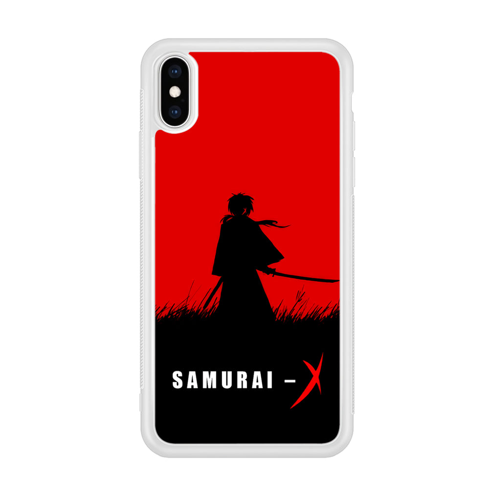 Samurai X Silhouette Poster iPhone Xs Case-Phone Case-Rubber White (2D Case)-Altracase