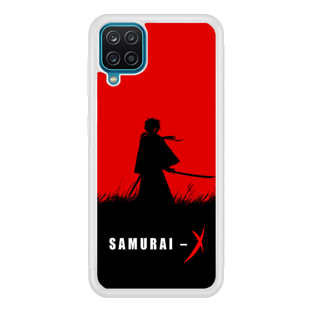 Samurai X Silhouette Poster Samsung Galaxy A12 Case-Phone Case-Rubber White (2D Case)-Altracase