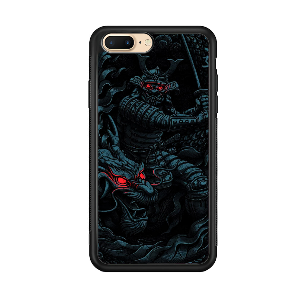Samurai and Dragon iPhone 8 Plus Case-Phone Case-Rubber Black (2D Case)-Altracase