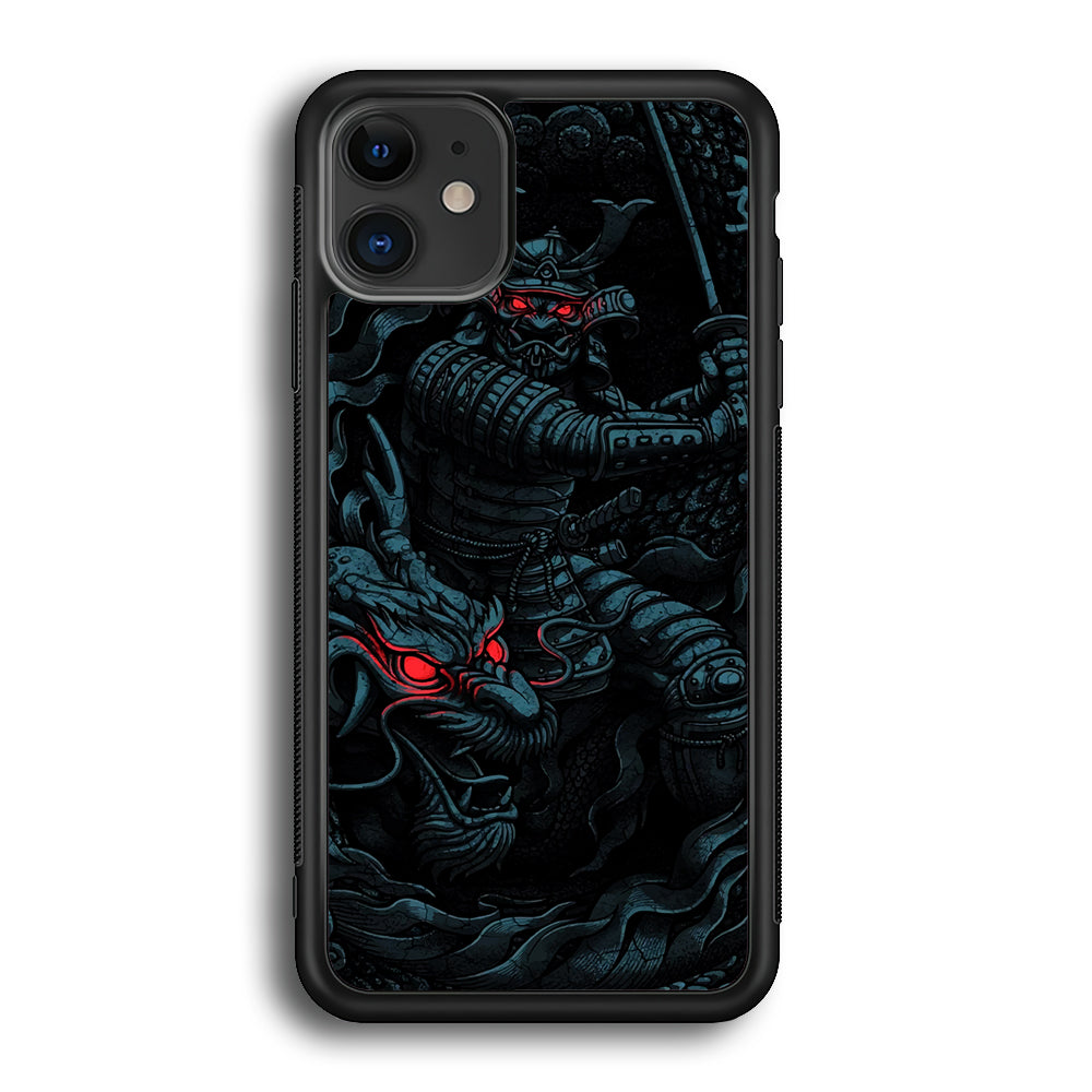 Samurai and Dragon iPhone 12 Mini Case-Phone Case-Rubber Black (2D Case)-Altracase