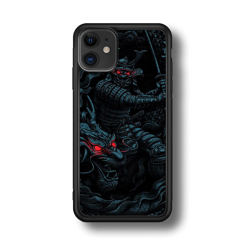 Samurai and Dragon iPhone 11 Case-Phone Case-Rubber Black (2D Case)-Altracase